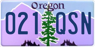 OR license plate 021QSN