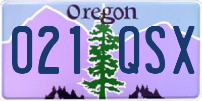 OR license plate 021QSX