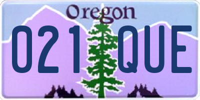 OR license plate 021QUE