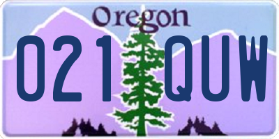 OR license plate 021QUW