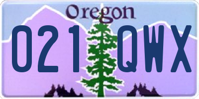 OR license plate 021QWX