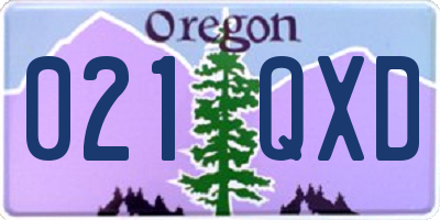 OR license plate 021QXD