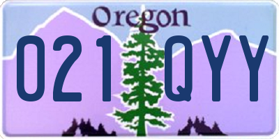 OR license plate 021QYY