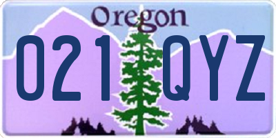 OR license plate 021QYZ