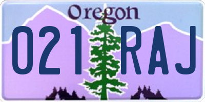 OR license plate 021RAJ