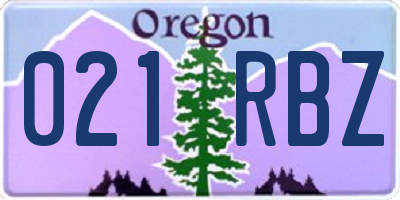 OR license plate 021RBZ