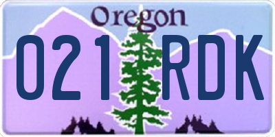 OR license plate 021RDK