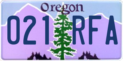 OR license plate 021RFA