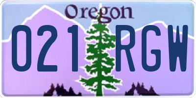 OR license plate 021RGW