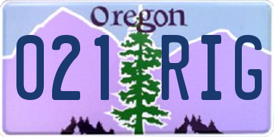 OR license plate 021RIG