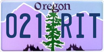OR license plate 021RIT