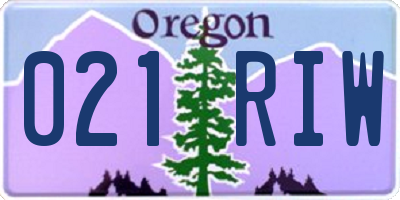 OR license plate 021RIW