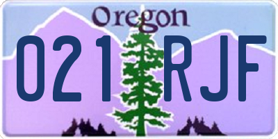 OR license plate 021RJF