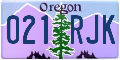 OR license plate 021RJK