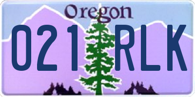 OR license plate 021RLK