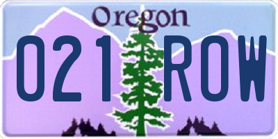 OR license plate 021ROW