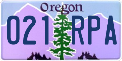 OR license plate 021RPA