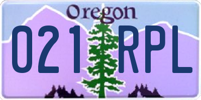 OR license plate 021RPL