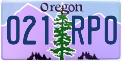 OR license plate 021RPO