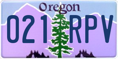 OR license plate 021RPV
