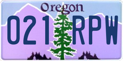 OR license plate 021RPW
