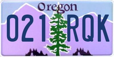 OR license plate 021RQK