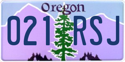 OR license plate 021RSJ