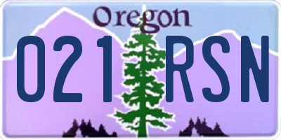 OR license plate 021RSN