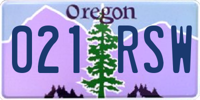 OR license plate 021RSW