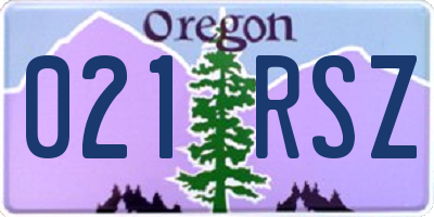 OR license plate 021RSZ