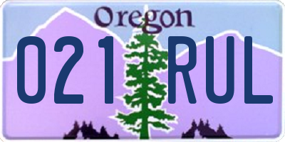 OR license plate 021RUL
