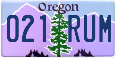 OR license plate 021RUM
