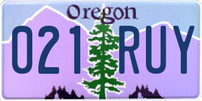 OR license plate 021RUY