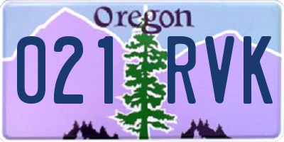 OR license plate 021RVK