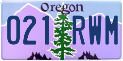 OR license plate 021RWM