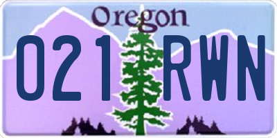 OR license plate 021RWN