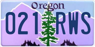 OR license plate 021RWS