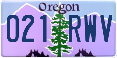 OR license plate 021RWV