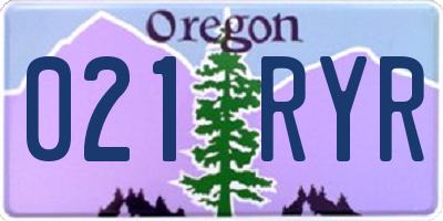 OR license plate 021RYR