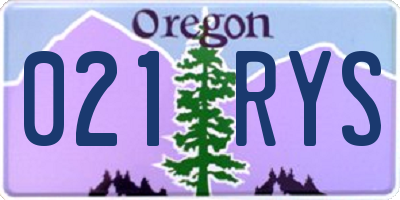 OR license plate 021RYS