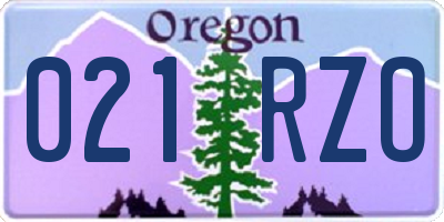 OR license plate 021RZO