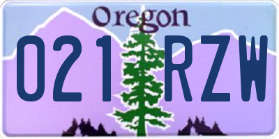 OR license plate 021RZW