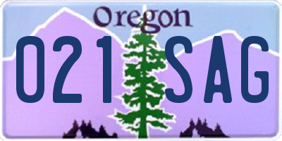 OR license plate 021SAG