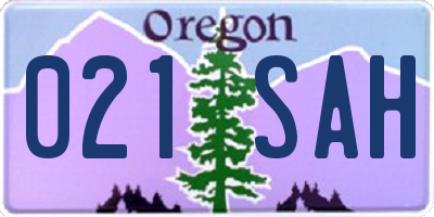 OR license plate 021SAH
