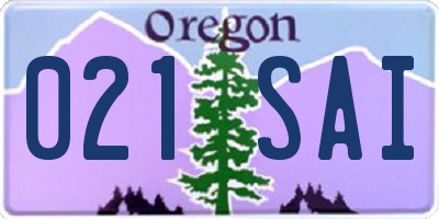 OR license plate 021SAI