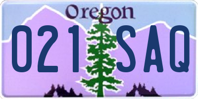 OR license plate 021SAQ