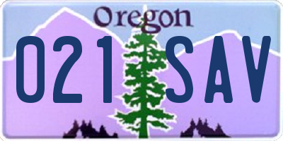 OR license plate 021SAV