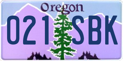 OR license plate 021SBK