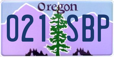 OR license plate 021SBP