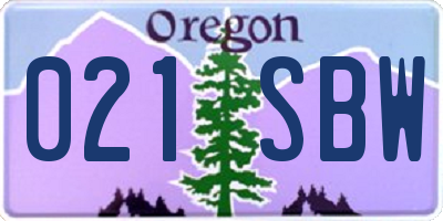 OR license plate 021SBW